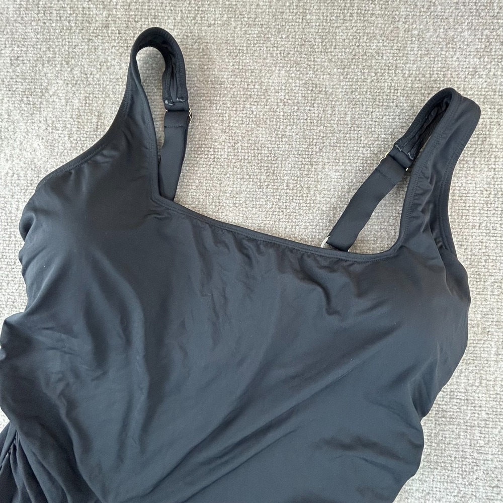 Anne Cole Tankini Top Womens 22W‎ Plus Black Nylon Stretch Square Neck Swimwear